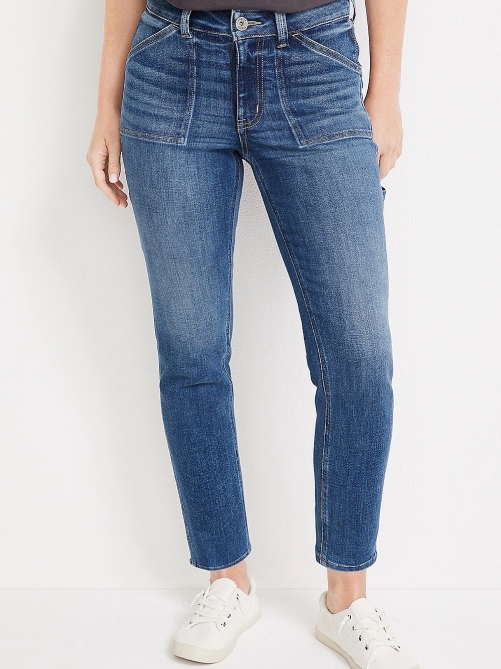 Edgely (Maurice’s) Slim Straight High Rise Carpenter Ankle Jean Sz 2 Short